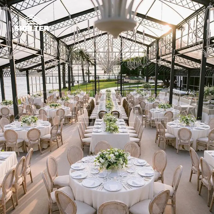 Modern temizle çatı 30x50 düğün çadır şeffaf siyah çerçeve parti olay düğün cam duvar Atrium çadır ticari töreni için