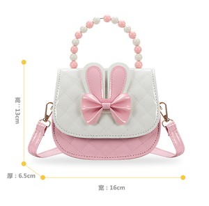 Bolso cruzado para niños, Mini bolso de mano con cuentas y lazo a la moda - Product Image 6