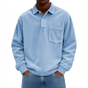 Sudadera de <span class=keywords><strong>Hombre</strong></span> con Cuello Cruzado Estilo Europeo Americano, Cálida, Holgada, de Color Sólido, Transpirable, Informal, de <span class=keywords><strong>Pana</strong></span>, 100% Nailon - Product Image 2