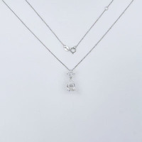 Collier pendentif en or blanc 18 carats avec diamant de laboratoire, breloque simple, goutte de princesse, double diamant, ajustable, bijoux fins pour clavicule