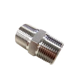 Nipple Connector Pipe Fittings NPT Stainless Steel 316 Double Male Thread Forged Fittings 1/2 Male Equal