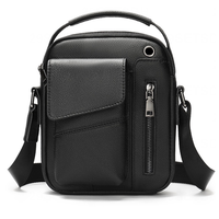 Tas Kurir Kecil Kulit Asli untuk Pria, Tas Selempang Bahu Anti Maling, Dompet Daypack Perjalanan dengan Gesper Magnetik