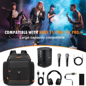 Outdoor Portable Bluetooth <b>Speaker</b> Bag 20L Black Polyester Travel Storage Backpack <b>Microphone</b> Carrying Case - Product Image 5