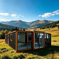 Maison conteneur modulaire préfabriquée extensible à double aile de 40 pieds, grande surface, personnalisable, résistante aux tremblements de terre et au vent