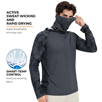 Sudadera con Capucha para Hombre, Manga Larga, UPF 50, para Actividades al Aire Libre, con Mascarilla de Malla Integrada, Tejido Elástico de Secado Rápido, para Senderismo y Pesca, con Logotipo Personalizado