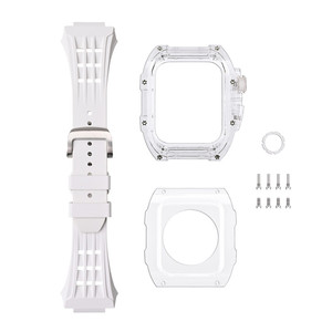 Cinturino in Silicone di lusso per iWatch 44mm 45mm Kit di modifica della cassa dell'orologio con copertura in fluorurubber trasparente per <span class=keywords><strong>Apple</strong></span> <span class=keywords><strong>Watch</strong></span> 7 <span class=keywords><strong>6</strong></span> - Product Image 5