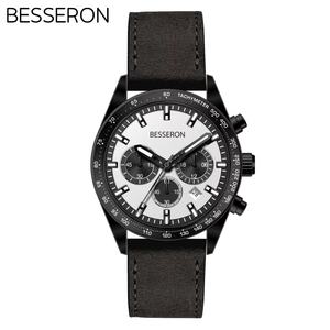 Relojes de Cuarzo Cronógrafo de Acero Inoxidable de Estilo Lujoso para Hombre, Correa de Cuero de 22 mm, Diámetro de Esfera de 42 mm, Logotipo Personalizado, Moda Ejecutiva - Product Image 1
