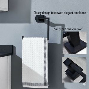 Ensemble de quincaillerie de salle de bain moderne en acier inoxydable noir à montage mural avec porte-papier toilette, porte-serviettes et crochet pour peignoir pour hôtel - Product Image 5