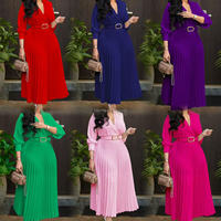 Robe de bureau midi pour femmes grandes tailles, manches longues, coupe trapèze, ceinturée, boutons décoratifs, couleur unie, robe formelle modeste pour l'église