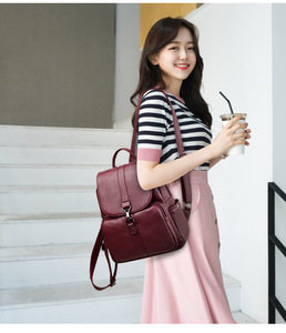 Women's Casual Sport <b>Backpack</b> Multi-function <b>Backpack</b> <b>Large</b> Capacity Bag PU Leather Shoulder Bag - Product Image 2