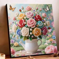 Kit de Peinture Diamant Forme Spéciale Panier de Fleurs pour Débutants – Art Diamant DIY pour Décoration Murale Maison