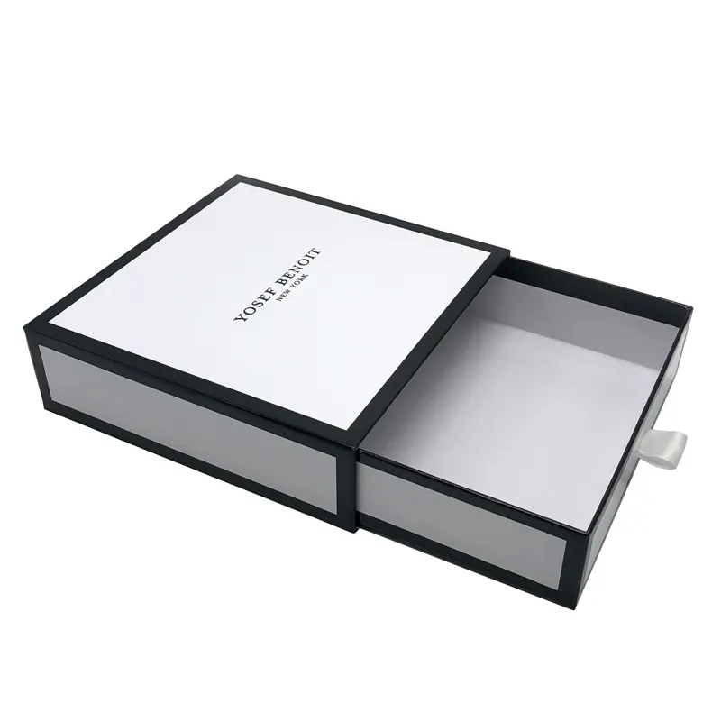 Özel Logo baskılı takı cüzdan kutusu hediye kemer kutuları siyah çekmece kutusu ambalaj saç ekleme güzellik ot ambalaj