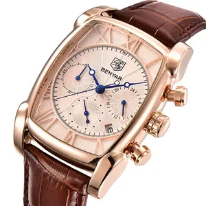 BENYAR 5113M वारंटी Mens क्रोनोग्रफ़ घड़ियों Tonneau एम्बेडेड संभाल एनालॉग घड़ियाँ कैलेंडर घड़ी पुरुषों व्यापार आकस्मिक घड़ी