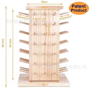Soporte de madera para hilo de escritorio, soporte de almacenamiento giratorio de 18x15x38,4 cm para bordado, tejido, costura, organización DIY - Product Image 1