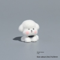 Chien en résine floquée blanc, adorable, style vent, micro-paysage, décoration de bureau et de voiture, petits ornements, artisanat de qualité supérieure