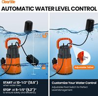 Pompe submersible Cleartide avec interrupteur à flotteur, 1/2 HP 3060 GPH pour l'irrigation des jardins, des caves inondées, des spas et des jardins