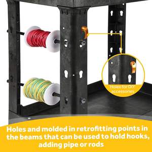 Établi utilitaire en plastique robuste avec plate-forme profonde et roues pivotantes complètes pouvant contenir en toute sécurité un chariot à outils de service à 2 niveaux de 550lb - Product Image 4