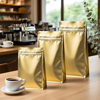 Sacs de café à fond plat en feuille d'aluminium personnalisés avec valve, étanche à l'humidité, fermeture à glissière refermable facile à déchirer pour lait 1kg 500g 250g