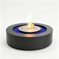 Cheminée à éthanol ronde haut de gamme, installation sculpturale flottante, flamme réelle pour une ambiance luxueuse dans les villas et penthouses