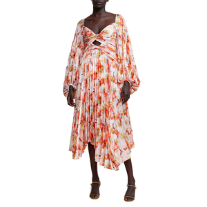 Đầm Hoa Voan in maxi dệt họa tiết rắn - Product Image 1