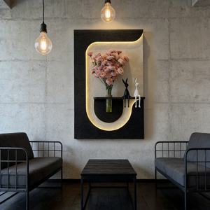 Arte Mural Moderno Personalizado, Pintura Texturizada en Relieve 3D, Escultura Geométrica Hecha a Mano, Pintura en Piedra Arenisca, Decoración de Hotel con LED - Product Image 5