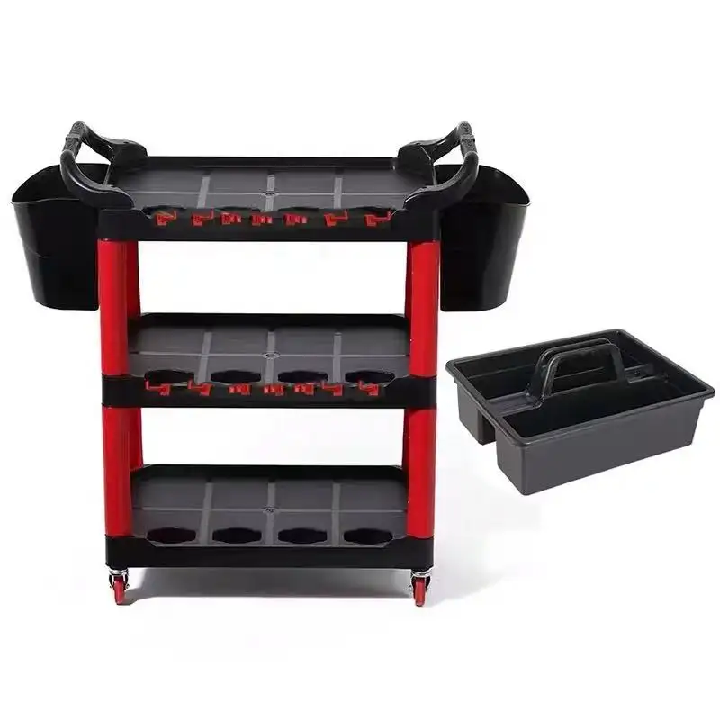 Detachable Multi-functional Car Wash Movable Tool Cart 3 Shelf Detailing Tool Trolley