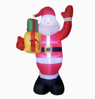 Aufblasbarer Weihnachtsmann mit Automatisch Beweglichem Eisbärenkopf für Weihnachtliche Außendekoration und Gartenarrangement