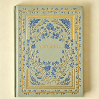 Carnet A5 personnalisé à couverture rigide avec motif floral bleu, idéal comme cadeau