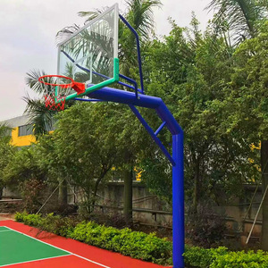 Aro de baloncesto estándar para exteriores, fijo en el suelo, tubo redondo de 220 mm, tablero de vidrio templado para uso en cancha. - Product Image 3