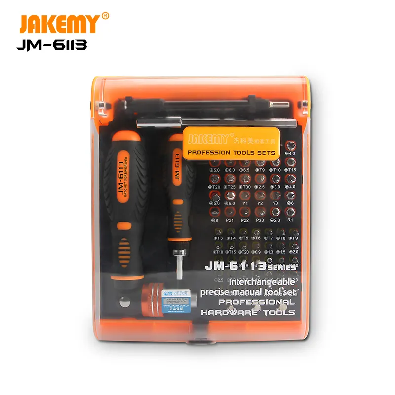 JAKEMY Professional household diy tools ergonomically handle bit set box screwdriver portable ratchet screwdrivers set