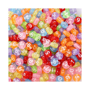 خرز أبجدي أكريليك للأطفال للتعليم المبكر، خرز حروف مربع ومستدير ومسطح لصناعة المجوهرات والحرف اليدوية بالجملة - Product Image 5
