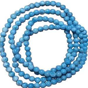 Larimar stone jewelry/handmade larimar round beaded bracelet for women jewellery