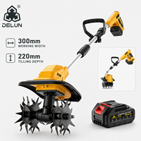 Machine de culture du sol sans fil DELUN 21V, batterie 4.0Ah, largeur 300 mm, profondeur de travail 220 mm, pour la préparation du sol de jardin