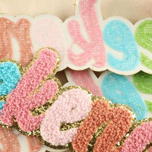 New Big Size 7.4*24cm Iron on Colorful Chenille Embroidered Gold Edge Weekend Letter Patch for T-shirt Hoodies - Product Image 5