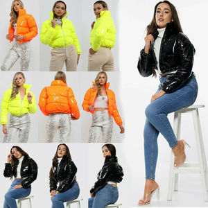 Veste matelassée rose vif tendance pour femmes, manteaux d'hiver chauds, parkas en cuir brillant, vestes courtes à fermeture éclair, parkas - Product Image 2