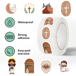 500 Uds estilo bohemio Jesús Logo rollo de pegatinas 1 pulgada bohemio cristiano sobre sellado pegatina - Product Image 2
