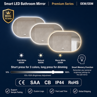 Miroir intelligent LED avec affichage de l'heure/température, anti-explosion, anti-buée, tactile à intensité variable, miroir de salle de bain moderne, fabricant certifié CE