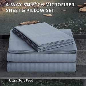 Premium 4-Way Stretch Microfiber Woven Plain 200TC Sheet Set <b>Envelope</b> Pillowcase and Bedding Set - Product Image 2