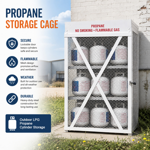 Casier <span class=keywords><strong>de</strong></span> sécurité pour propane toutes saisons avec structure en maille ventilée, cadre en acier robuste et porte verrouillable pour le stockage extérieur des bouteilles <span class=keywords><strong>de</strong></span> <span class=keywords><strong>gaz</strong></span> - Product Image 6