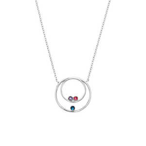 Joyería personalizada PEISHANG 925 plata esterlina personalizada madre e hijo tres piedras doradas collar circular - Product Image 3