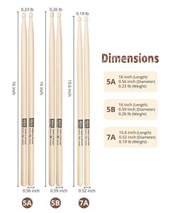 מפעל oem 5a 5b 7a 5b 7a hickory מקלות נגינה תוצרת אמריקה כלי נגינה אביזרים - Product Image 5