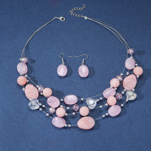 2024 joyería de moda amor coreano Rosa gargantilla con cuentas collares elegante <span class=keywords><strong>minimalista</strong></span> conjunto de joyería de mujer collares de joyería de moda - Product Image 1