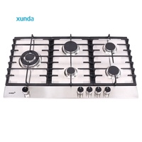 Cocina de Gas Xunda de 90 cm con 5 Quemadores de Acero Inoxidable, Soporte para Sartenes de Hierro Fundido con Quemador Sabaf, Electrodoméstico de Cocina Directo de Fábrica