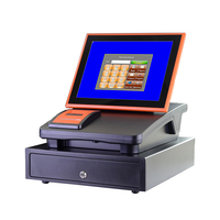 Caja Registradora de Color Naranja Brillante/Negro / Dispositivo Comercial / Máquina de Pagos / Hardware POS con Impresora, Pantalla, Caja de Dinero, Software