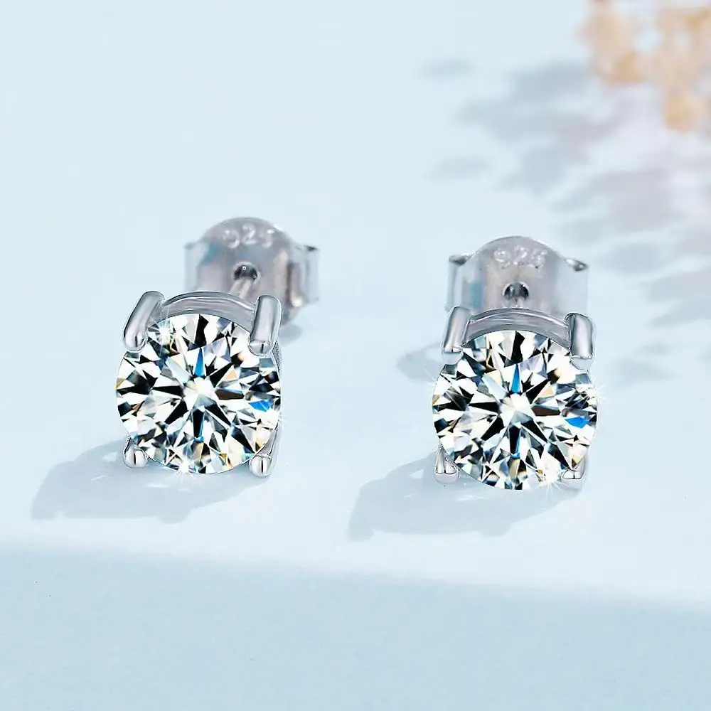 Ingrosso 0.5ct.1.0ct.2.0ct 925 in argento Sterling Diamond uomo donna orecchino Moissanite diamanti da sposa orecchini uomo