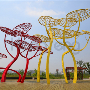 หลังคาสแตนเลสสั่งทำพิเศษสำหรับงานอีเว้นท์ ปาร์ค สแควร์ ประติมากรรมกลางแจ้งขนาดใหญ่รูปทรงทรัมเป็ตต้นไม้แบบนามธรรม ทำจากสแตนเลสคุณภาพสูง - Product Image 3