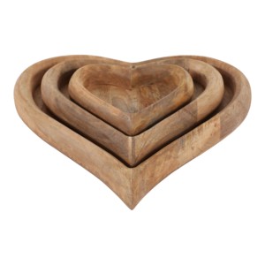 Vassoi decorativi in legno a forma di cuore per gioielli, piccoli oggetti o vanità - Set di vassoi decorativi - Product Image 1