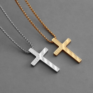 Dropshipping Shopify <b>Titanium</b> Steel Cross <b>Necklace</b> <b>Mens</b> Retro Hip Hop Pendant Pearl Chain Unisex Fashion Jewelry Gift - Product Image 3