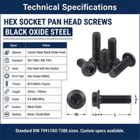 OEM Custom M3 M5 M6 M8 M10 M12 M14 M16 Carbon Steel Black Oxide Hex Socket Pan Button Cap Head Screws