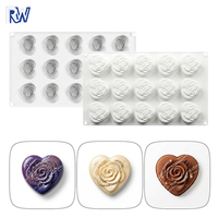 Moule en silicone de qualité alimentaire avec démoulage facile, moule 3D en forme de rose et de cœur, outil de pâtisserie pour gâteau au chocolat mousse DIY